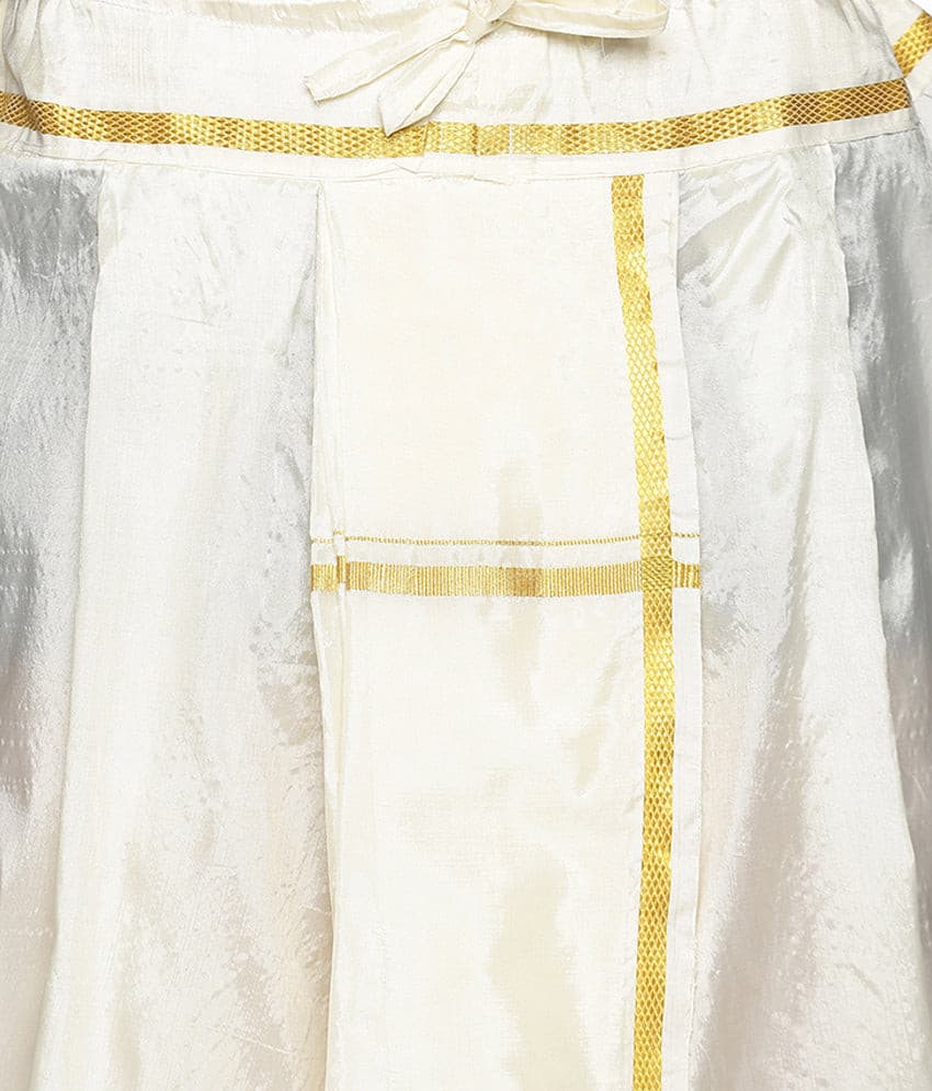 Men Off White Colour Polyester Viscose Dhoti Pant / Panjakejam.