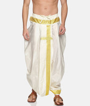 Men Off White Colour Polyester Viscose Dhoti Pant / Panjakejam.