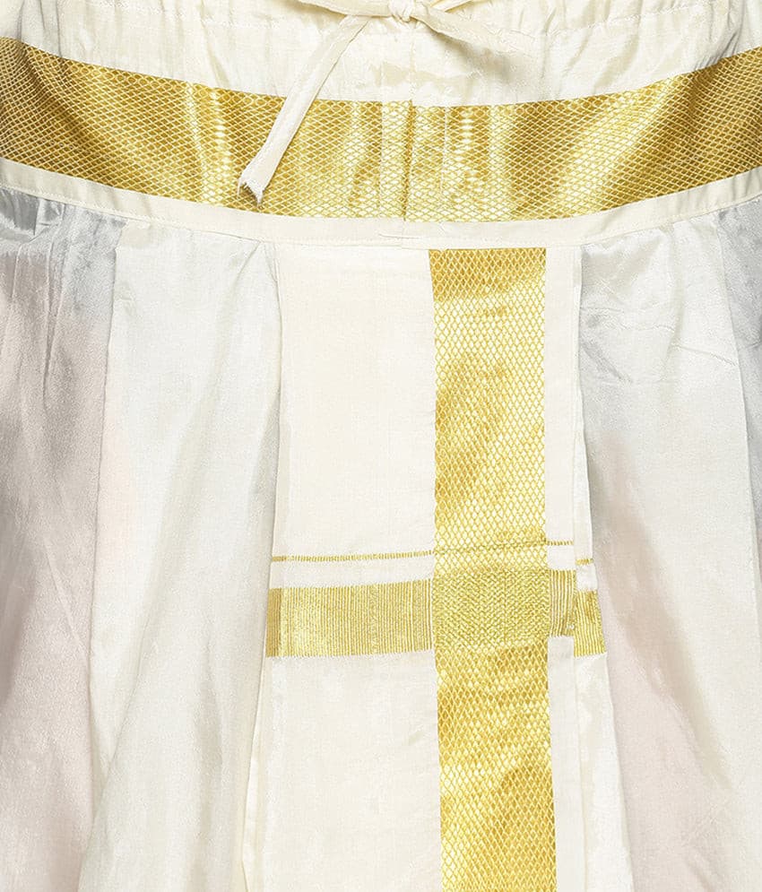 Men Off White Colour Polyester Viscose Dhoti Pant / Panjakejam.