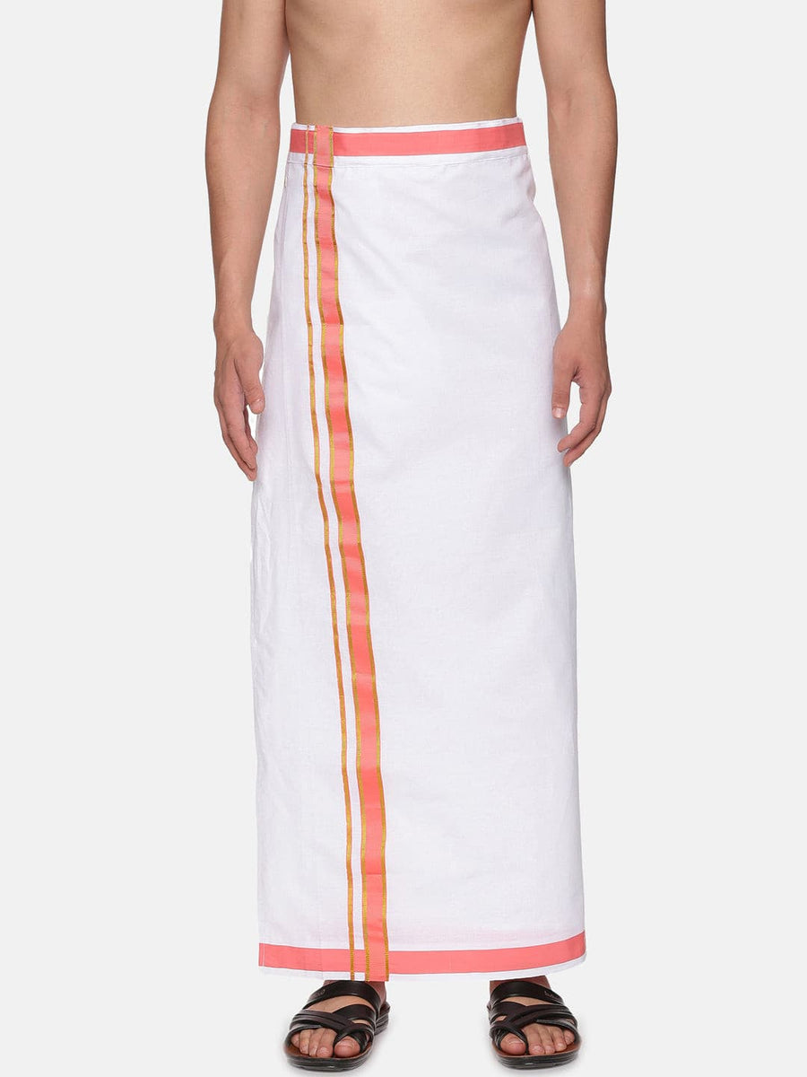 Men White Colour Cotton Readymade Pocket Dhoti