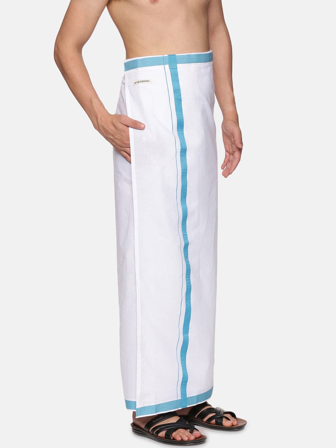 Men White Colour Cotton Readymade Pocket Dhoti