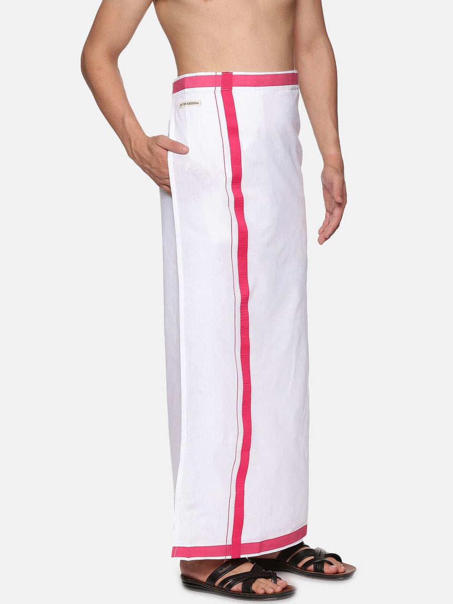 Men White Colour Cotton Readymade Pocket Dhoti