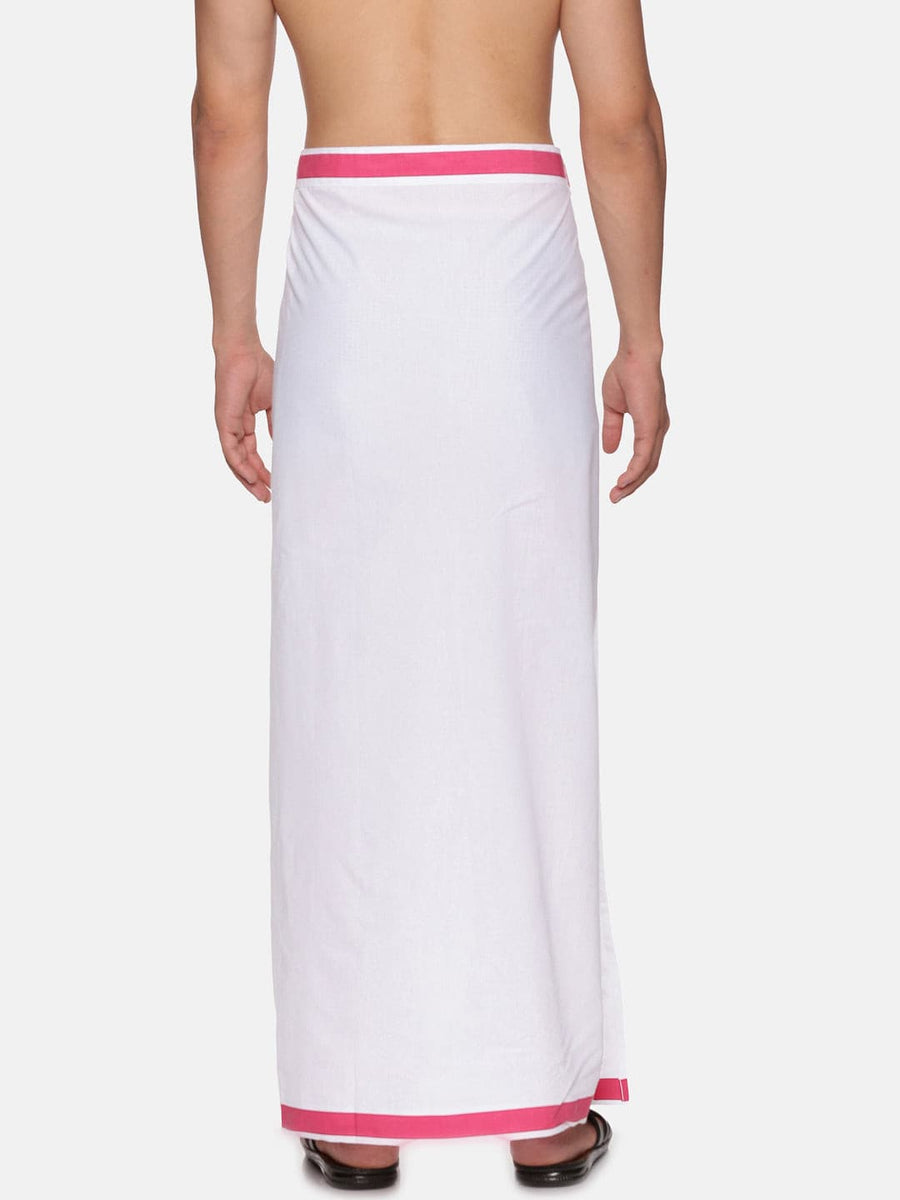 Men White Colour Cotton Readymade Pocket Dhoti
