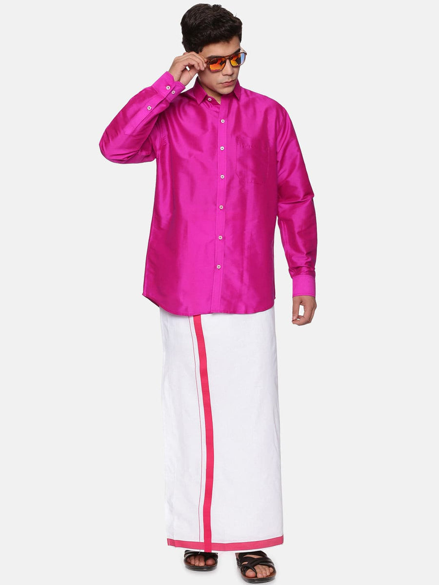 Men White Colour Cotton Readymade Pocket Dhoti