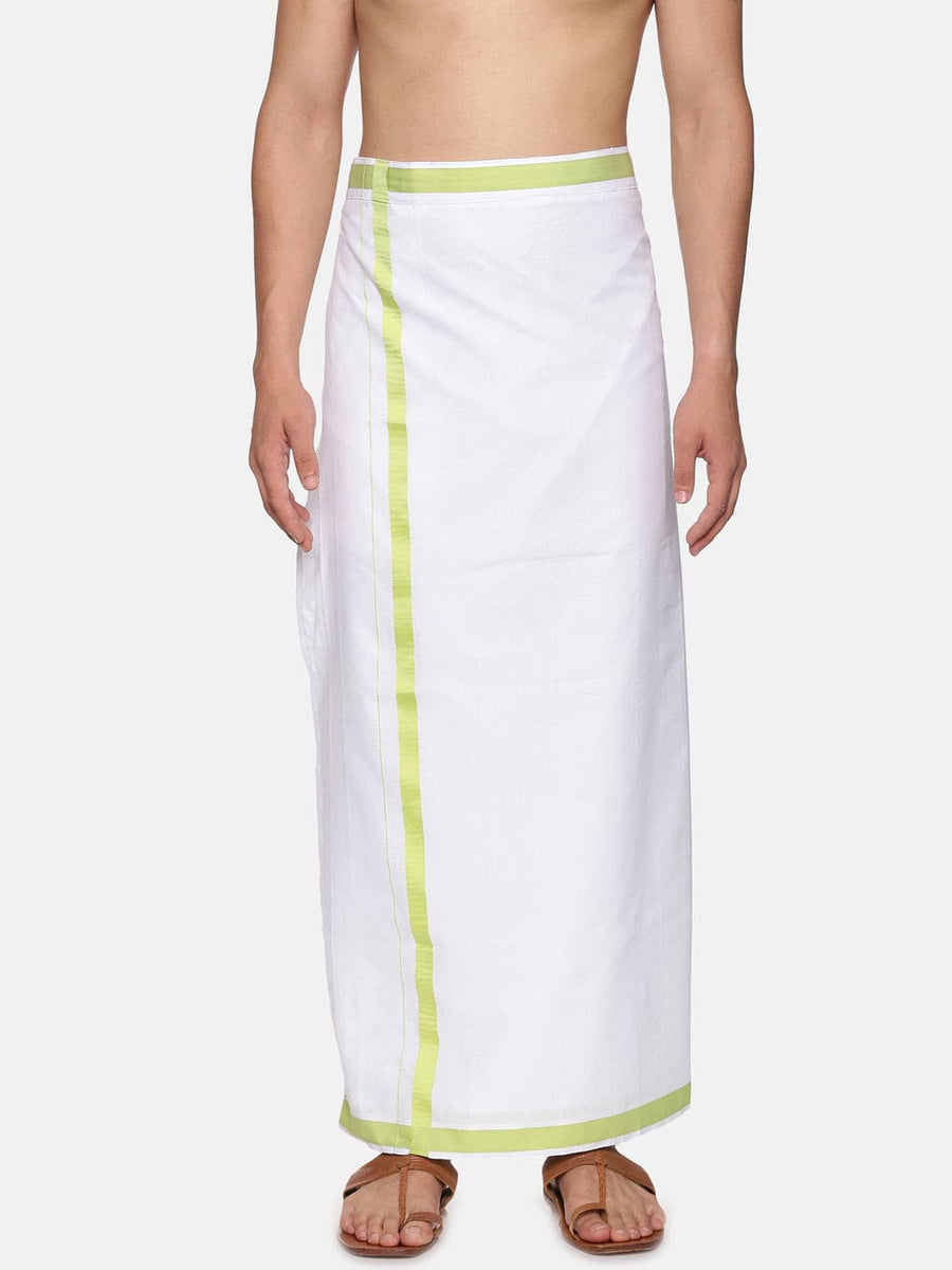 Men White Colour Cotton Readymade Pocket Dhoti