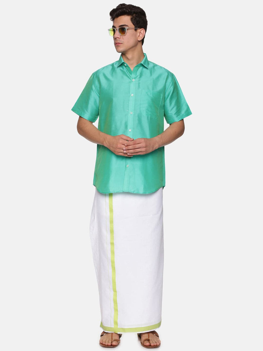 Men White Colour Cotton Readymade Pocket Dhoti