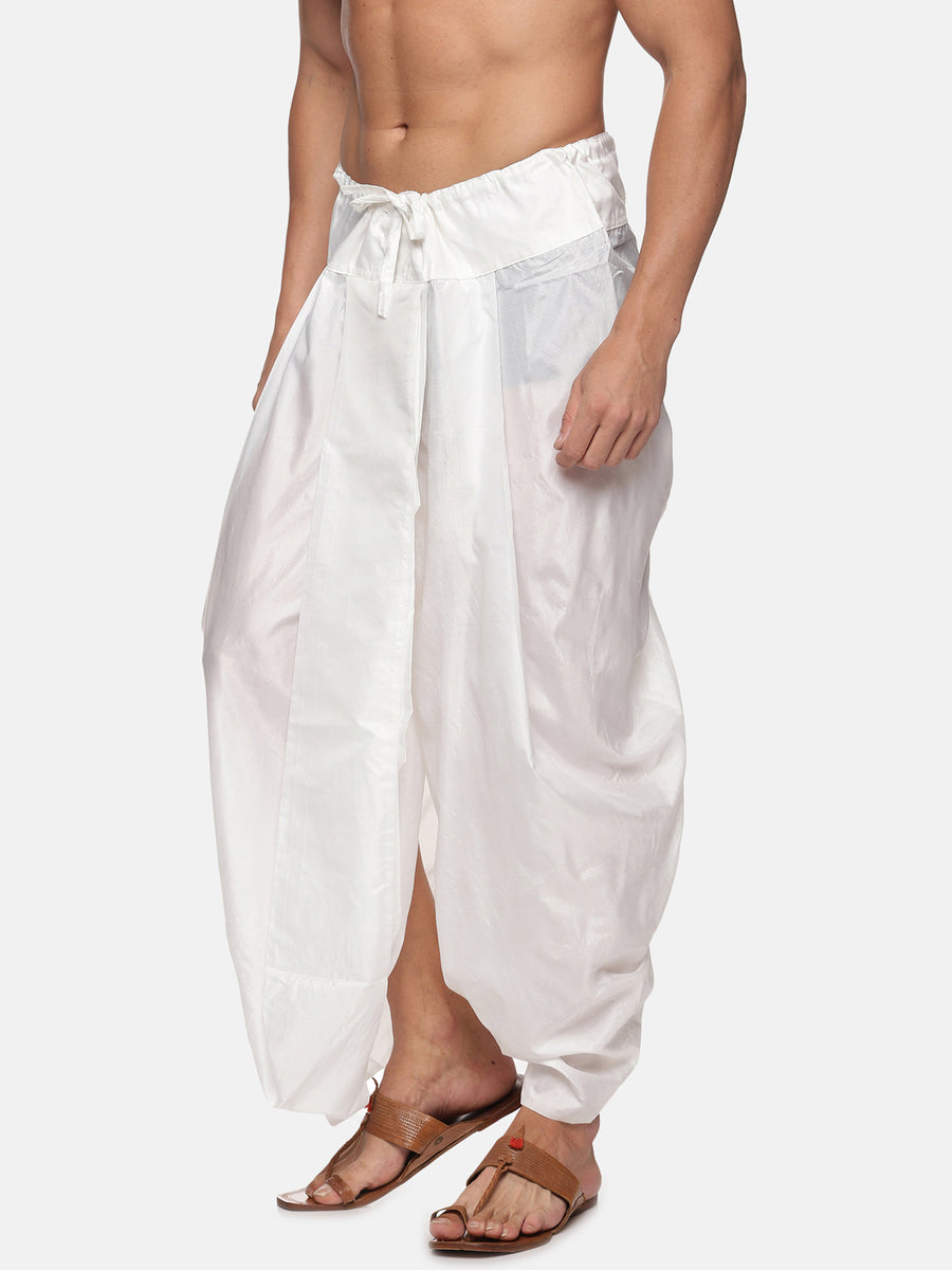Men White Colour Polyester Viscose Panjakejam / Dhoti Pant.