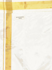 Men Cream Colour Art Silk Readymade Pocket Dhoti.