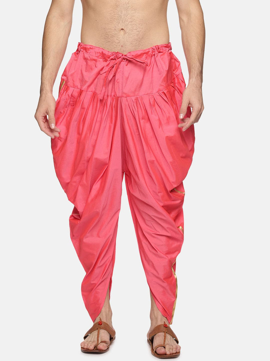 Men Silk Finish Solid Colour Side Laced Ready to Wear Dhoti Pant