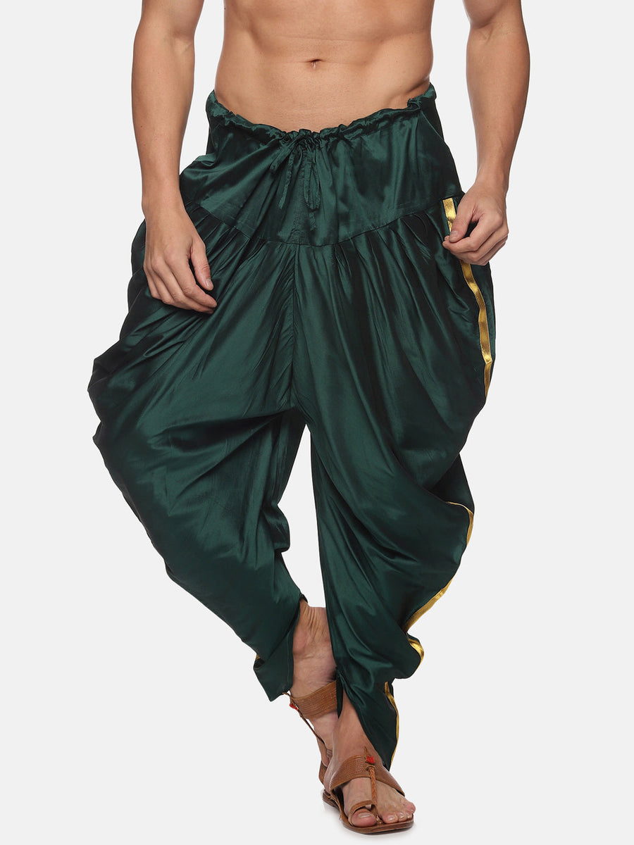 Men Silk Finish Solid Colour Side Laced Ready to Wear Dhoti Pant