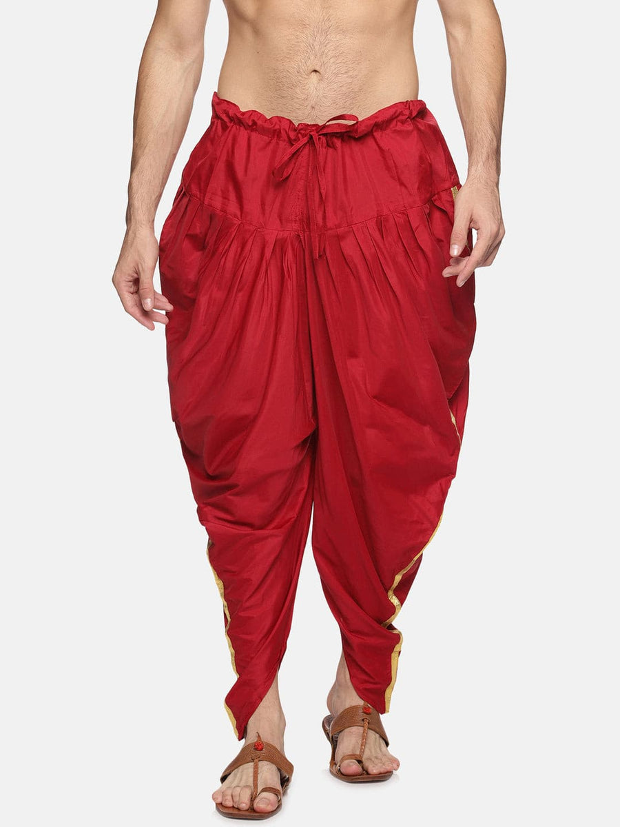 Men Silk Finish Solid Colour Side Laced Ready to Wear Dhoti Pant