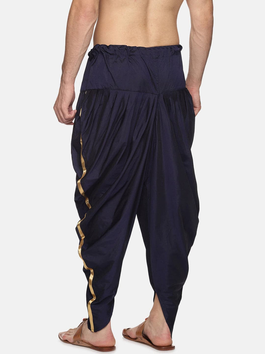 Men Silk Finish Solid Colour Side Laced Ready to Wear Dhoti Pant