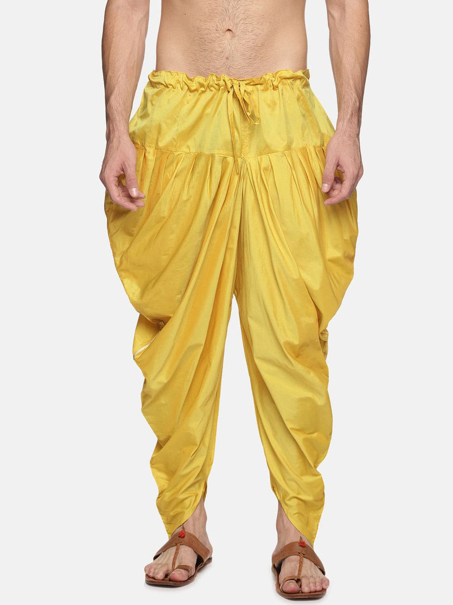 Men Silk Finish Solid Colour Side Laced Ready to Wear Dhoti Pant