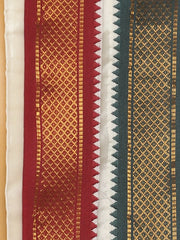 Men Cream Colour Art Silk Dhoti Angavastram Combo Set