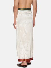 Men Cream Colour Art Silk Readymade Pocket Dhoti.
