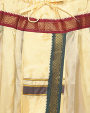 Men Colour Art Silk Dhoti Angavastram Combo Set
