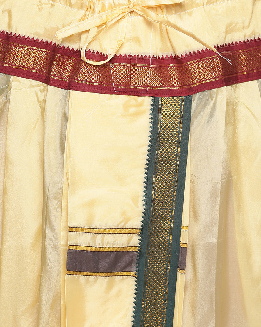 Men Colour Art Silk Dhoti Angavastram Combo Set