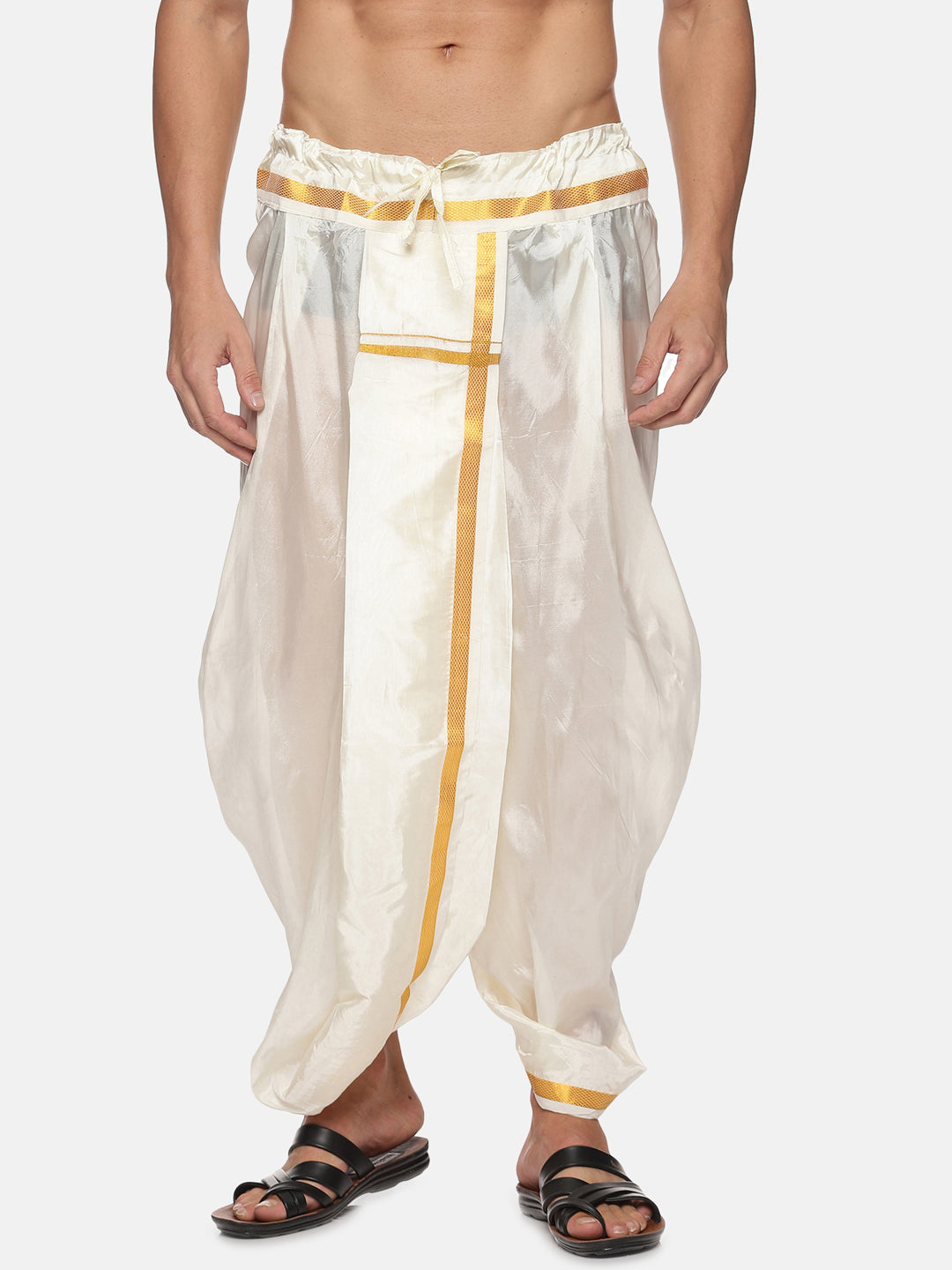 Men Off White Colour Polyester Panjakejam / Dhoti Pant