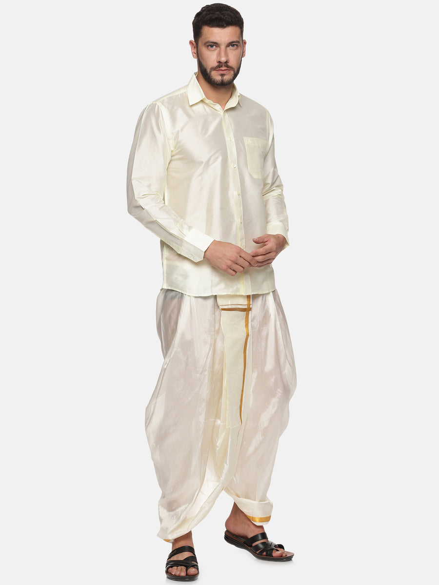 Men Off White Colour Polyester Panjakejam / Dhoti Pant.