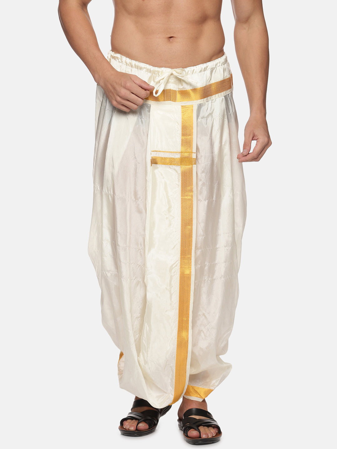 Men Off White Colour Polyester Panjakejam / Dhoti Pant