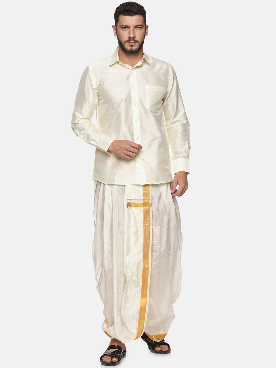 Men Off White Colour Polyester Panjakejam / Dhoti Pant.