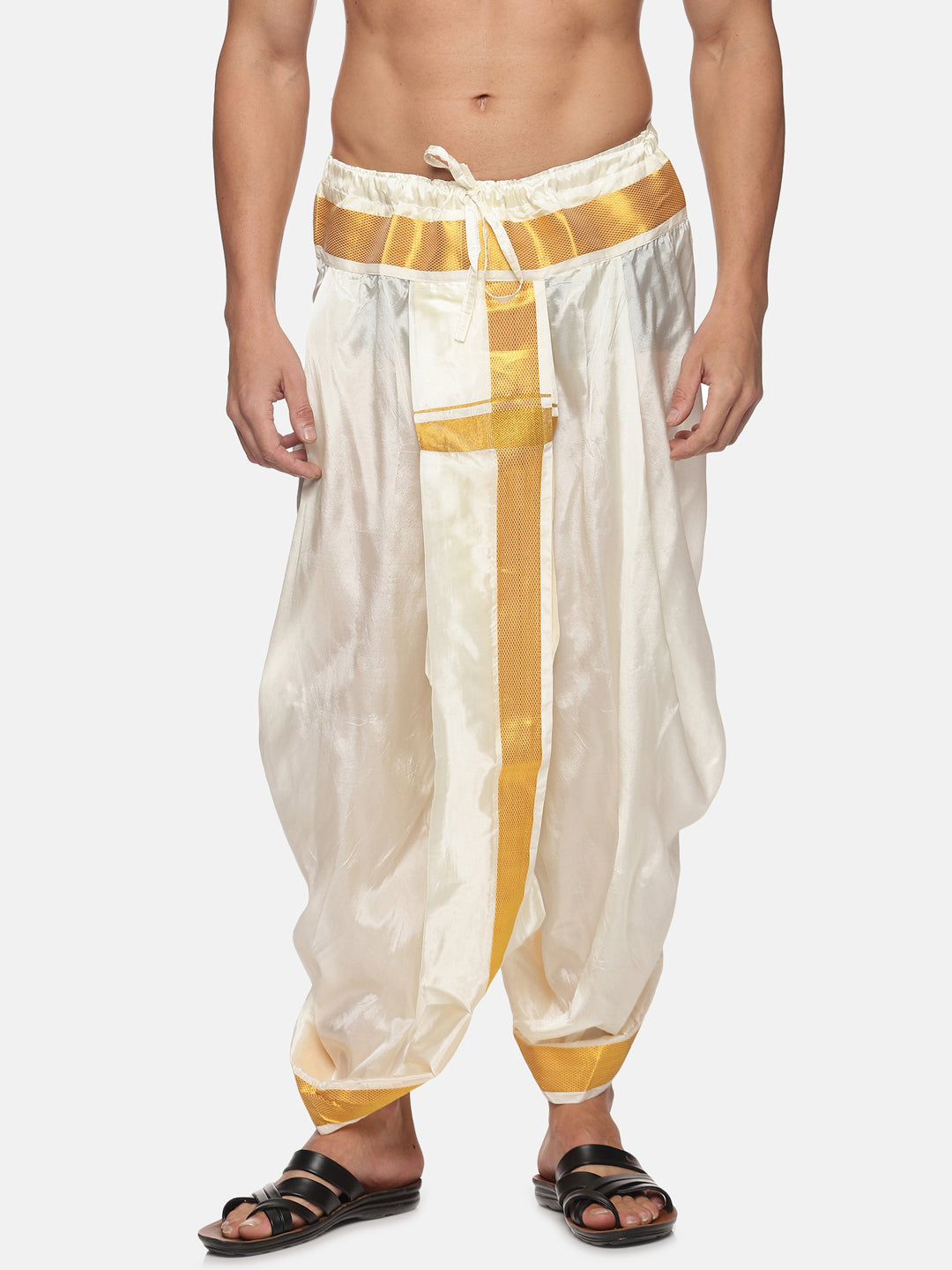 Men Off White Colour Polyester Panjakejam / Dhoti Pant