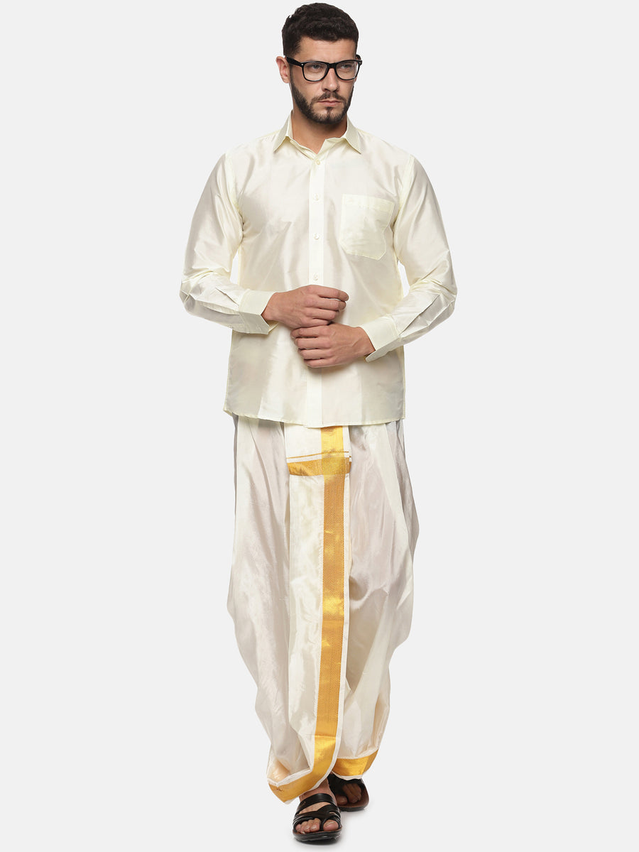 Men Off White Colour Polyester Panjakejam / Dhoti Pant.