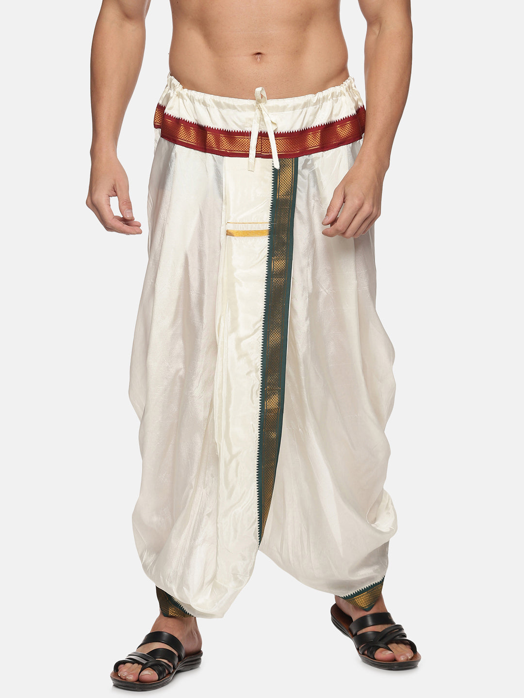 Men Off White Colour Polyester Panjakejam / Dhoti Pant