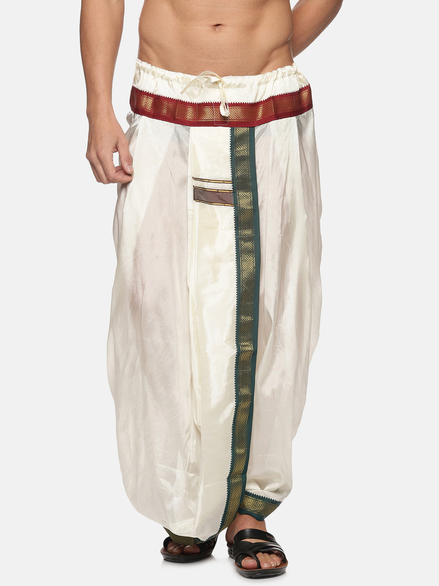 Men Off White Colour Polyester Panjakejam / Dhoti Pant