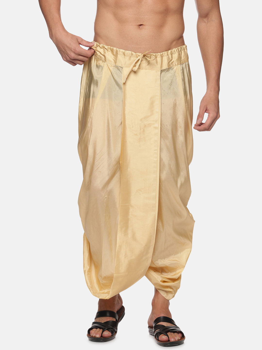 Men Biscuit Colour Polyester Viscose Dhoti Pant