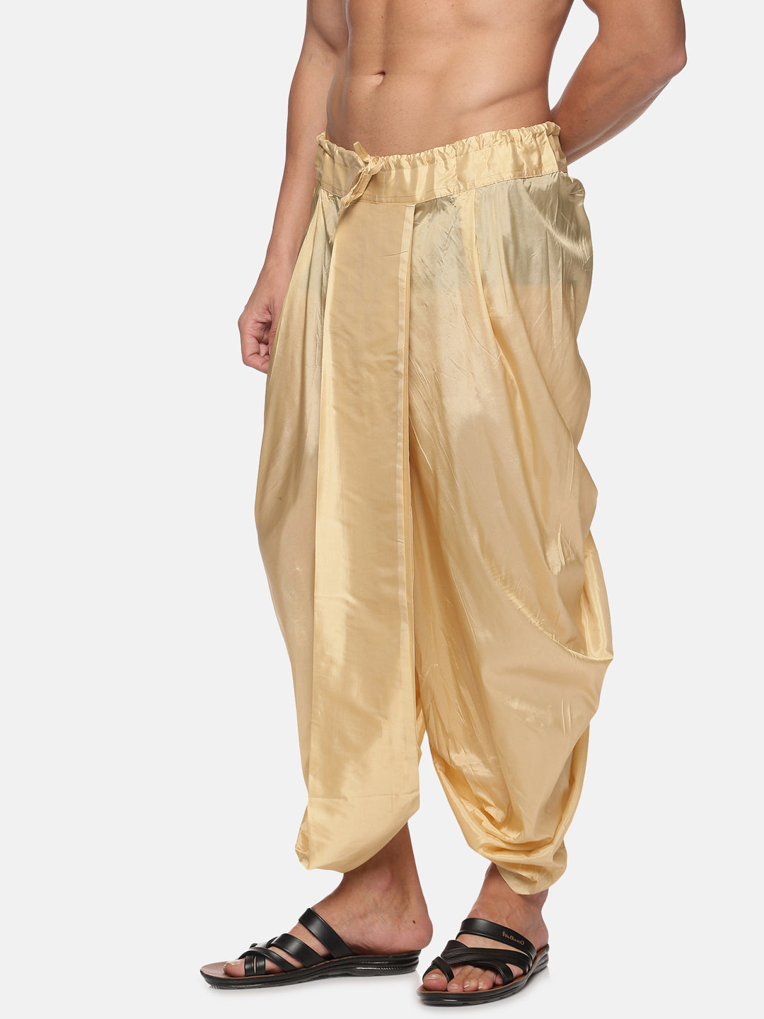 Men Biscuit Colour Polyester Viscose Dhoti Pant.