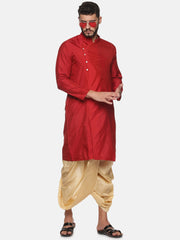 Men Biscuit Colour Polyester Viscose Dhoti Pant.