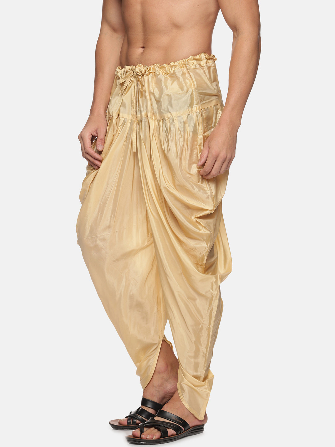 Men Biscuit Colour Polyester Viscose Dhoti Pant.
