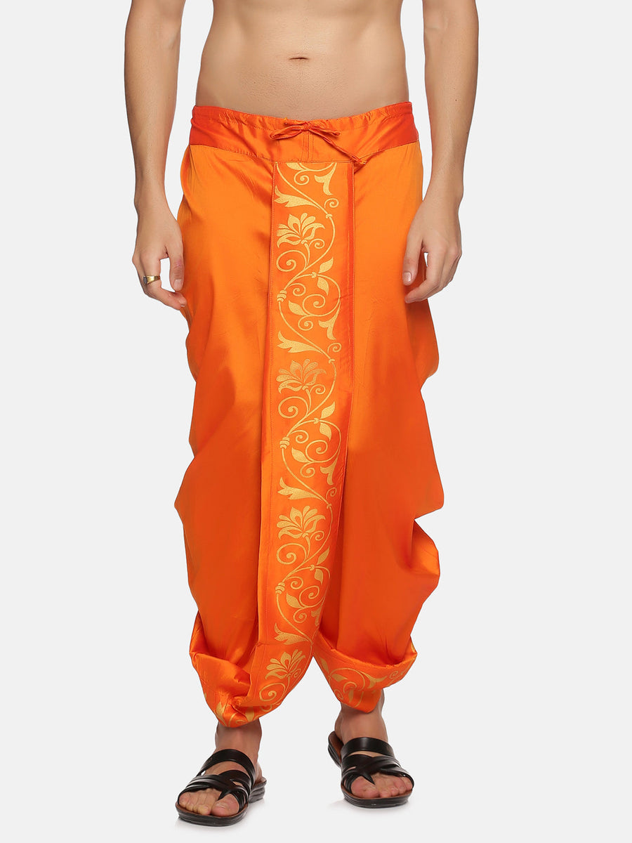 Men Orange Colour Polyester Panjakejam / Dhoti Pant.