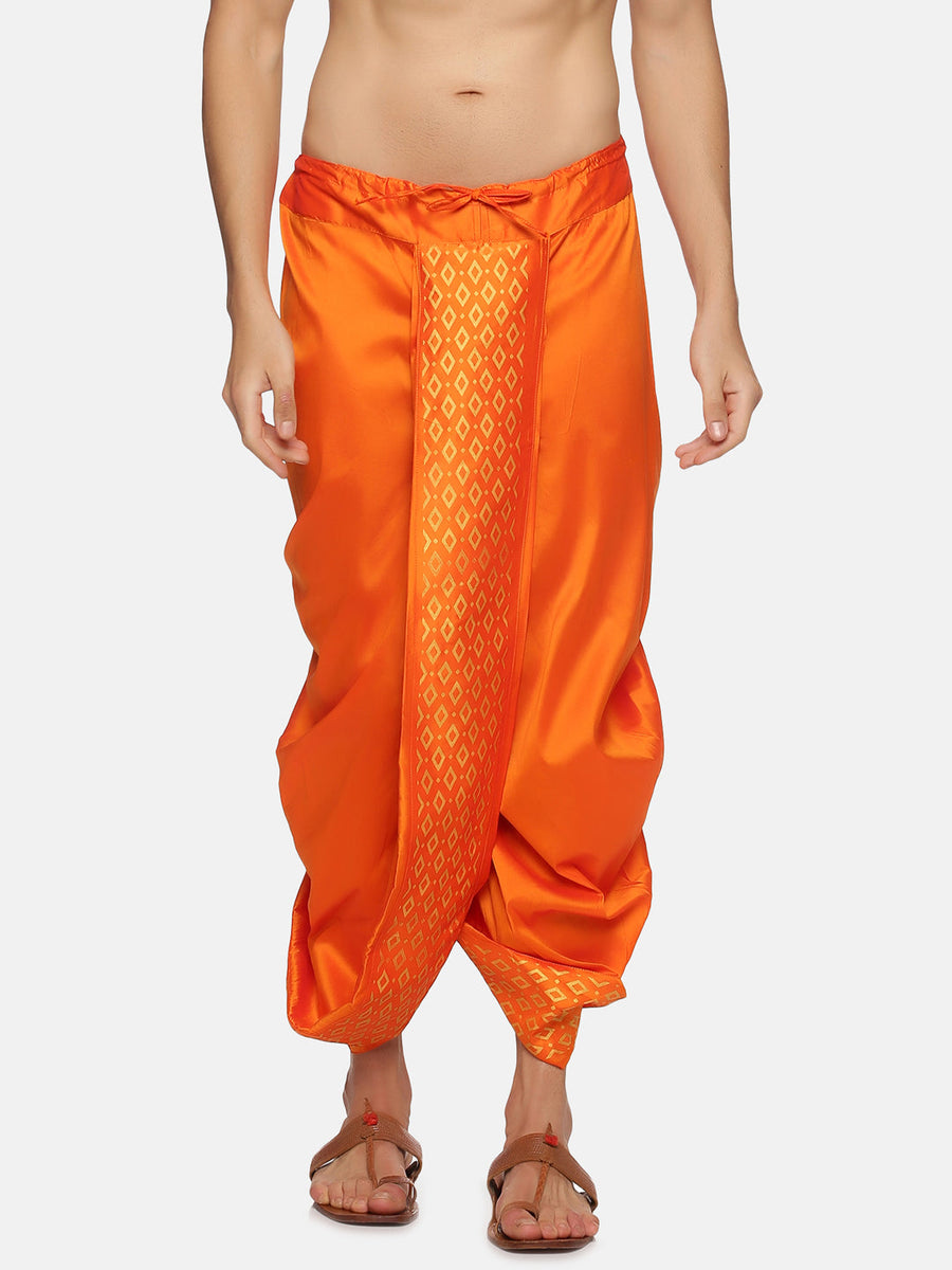 Men Orange Colour Polyester Panjakejam / Dhoti Pant.