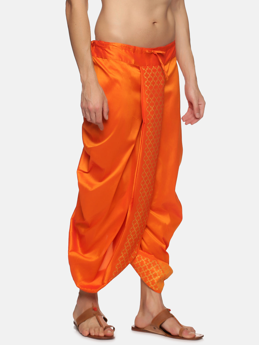 Men Orange Colour Polyester Panjakejam / Dhoti Pant.