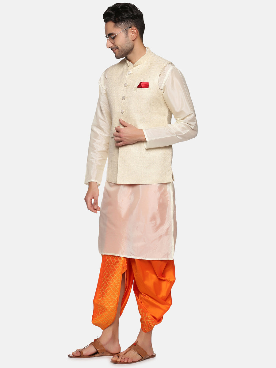Men Orange Colour Polyester Panjakejam / Dhoti Pant.