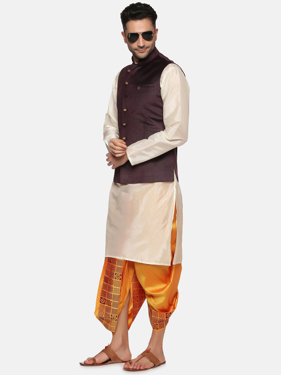 Men Yellow Colour Polyester Panjakejam / Dhoti Pant.