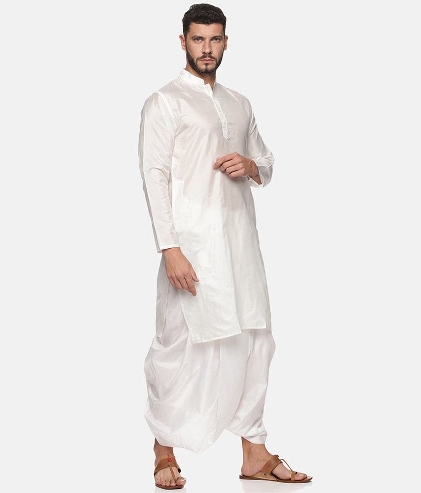 Men White Colour Polyester Viscose Kurta