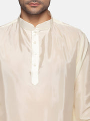 Men Yellow Colour Art Silk Kurta Dhoti Pant Set