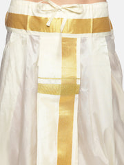 Men Cream Colour Art Silk Kurta Dhoti Pant Set.