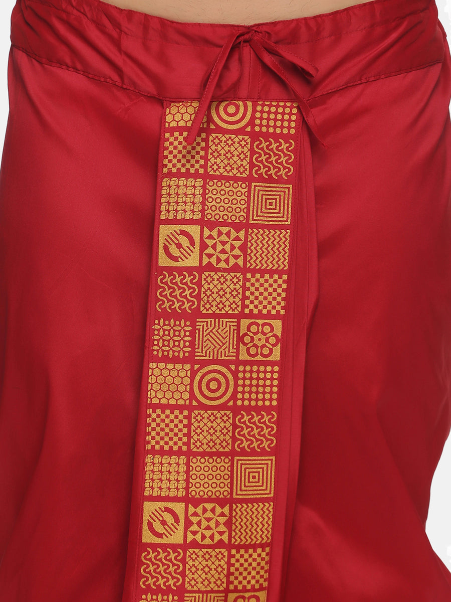 Men Maroon Colour Art Silk Kurta Dhoti Pant Set.