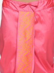 Men Pink Colour Art Silk Kurta Dhoti Pant Set.