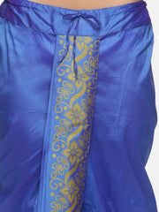 Men Blue Colour Art Silk Kurta Dhoti Pant Set