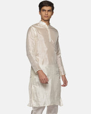 Men Off White Colour Polyester Viscose Kurta