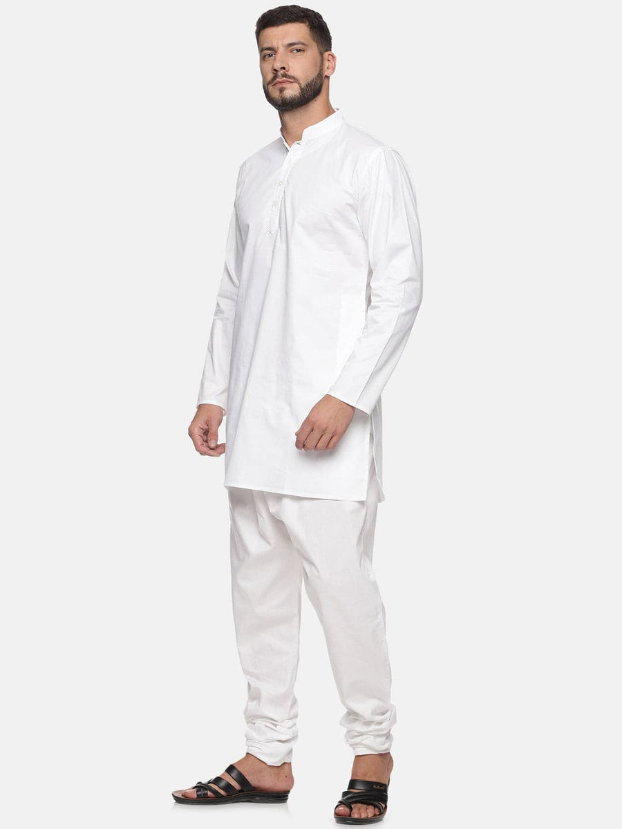 Men White Colour Cotton Kurta Pyjama Set