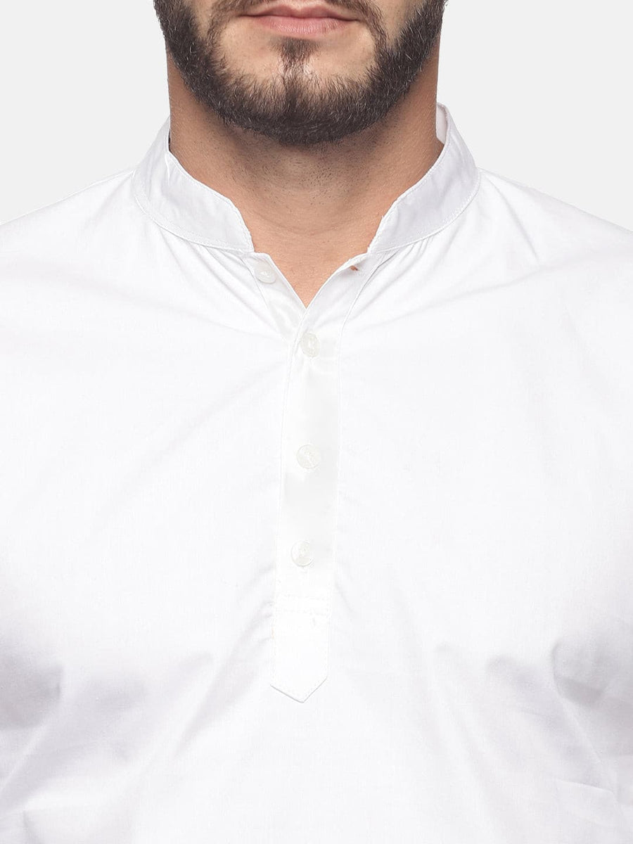 Men White Colour Cotton Kurta Pyjama Set