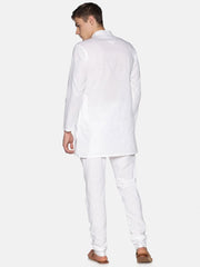 Men White Colour Cotton Kurta Pyjama Set.