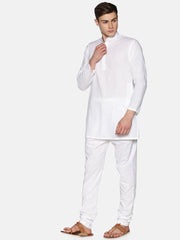 Men White Colour Cotton Kurta Pyjama Set.