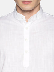 Men White Colour Cotton Kurta Pyjama Set.